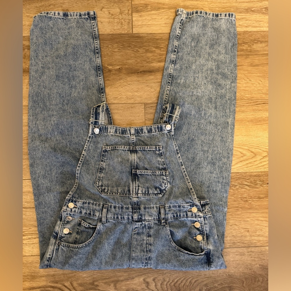 223. Free People We The Free Ziggy Denim Overalls Powder Blue Medium - Picture 5 of 8